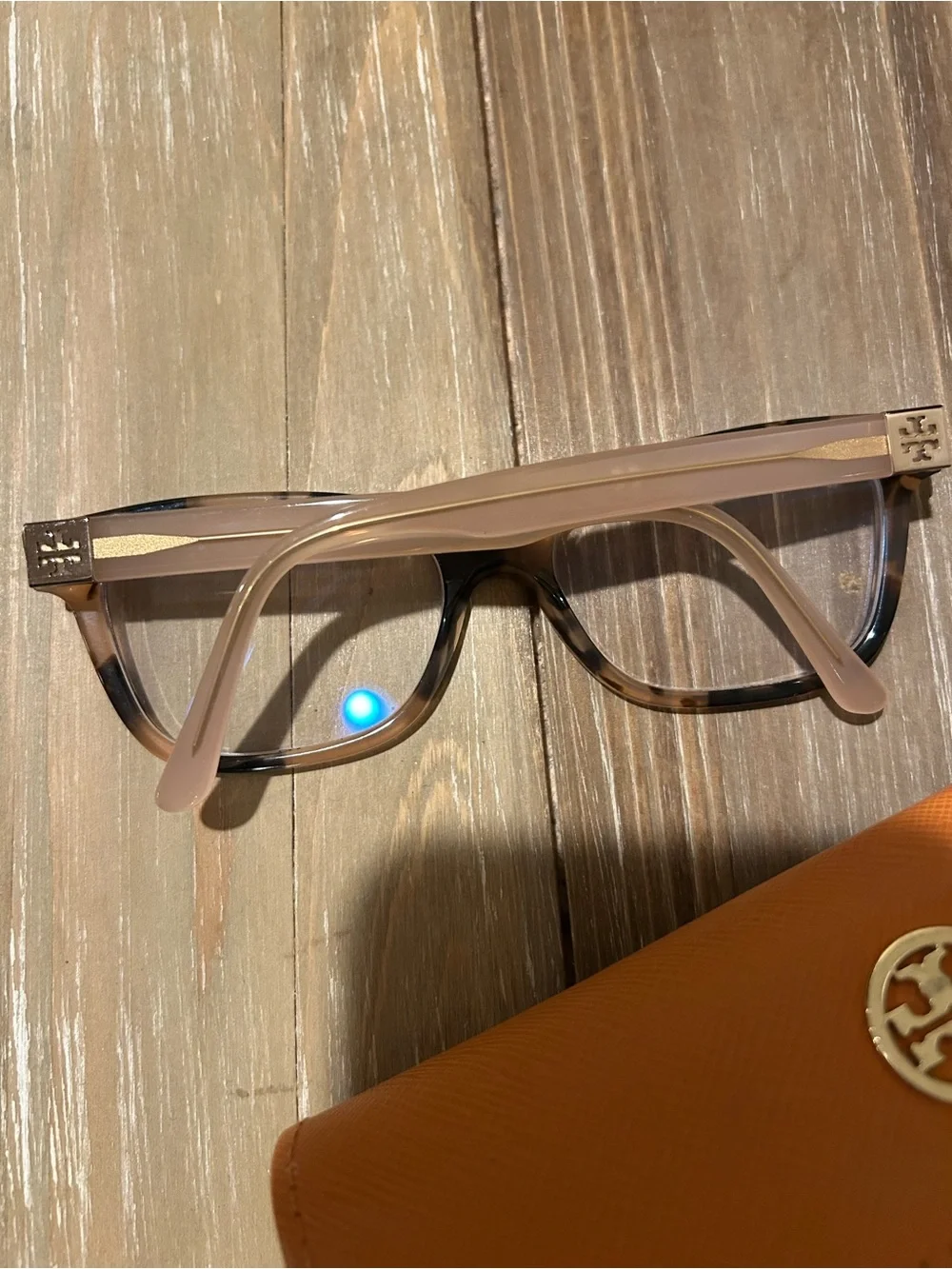Tory Burch Orange Eyeglass Case with Tortoiseshell Women's Frames
